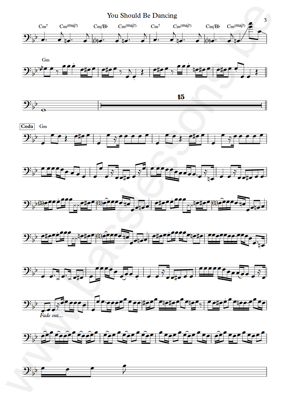 Bee Gees You Should Be Dancing Maurice Gibb Bass Transcription part 3