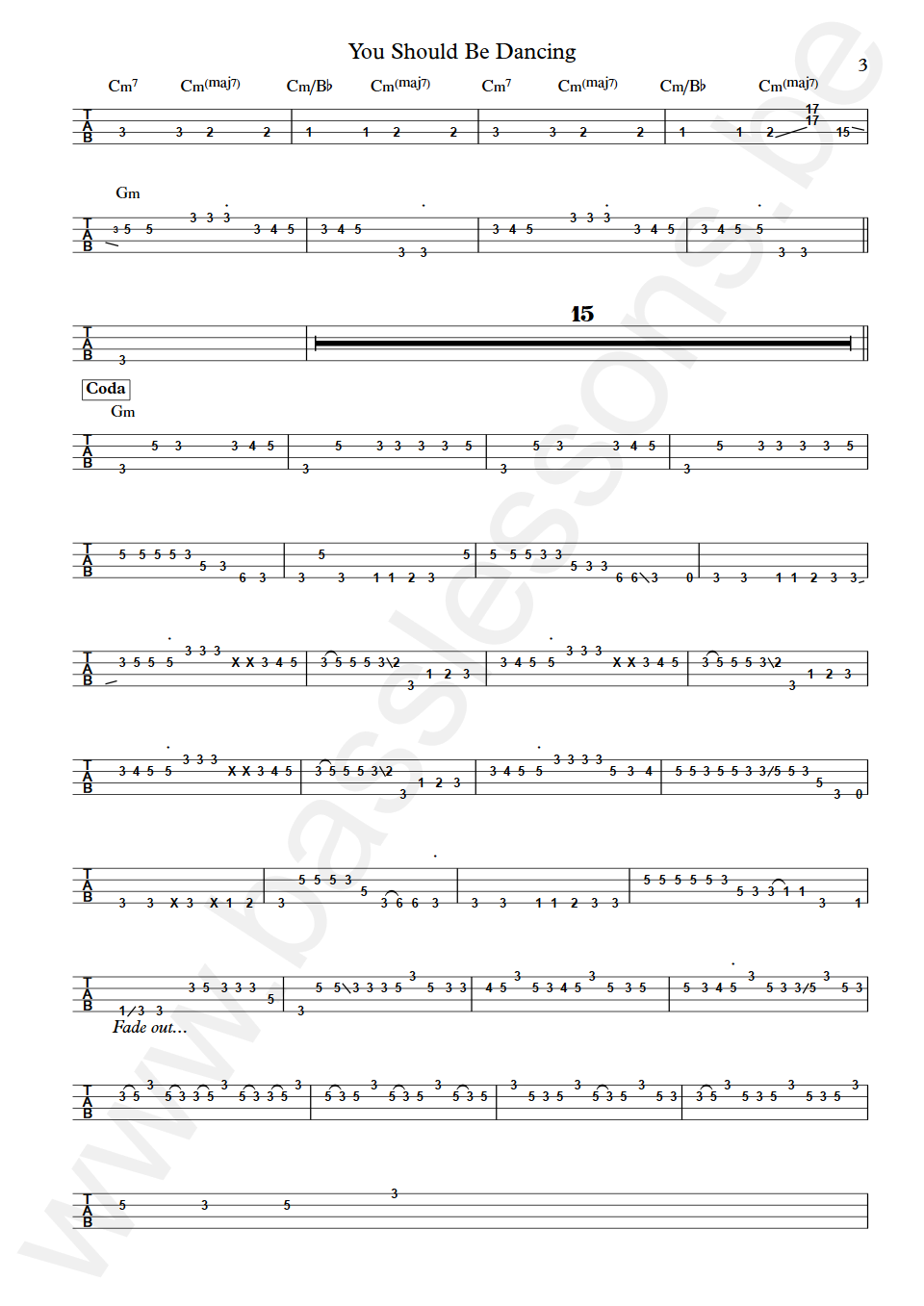 Bee Gees You Should Be Dancing Maurice Gibb Bass Tab part 3