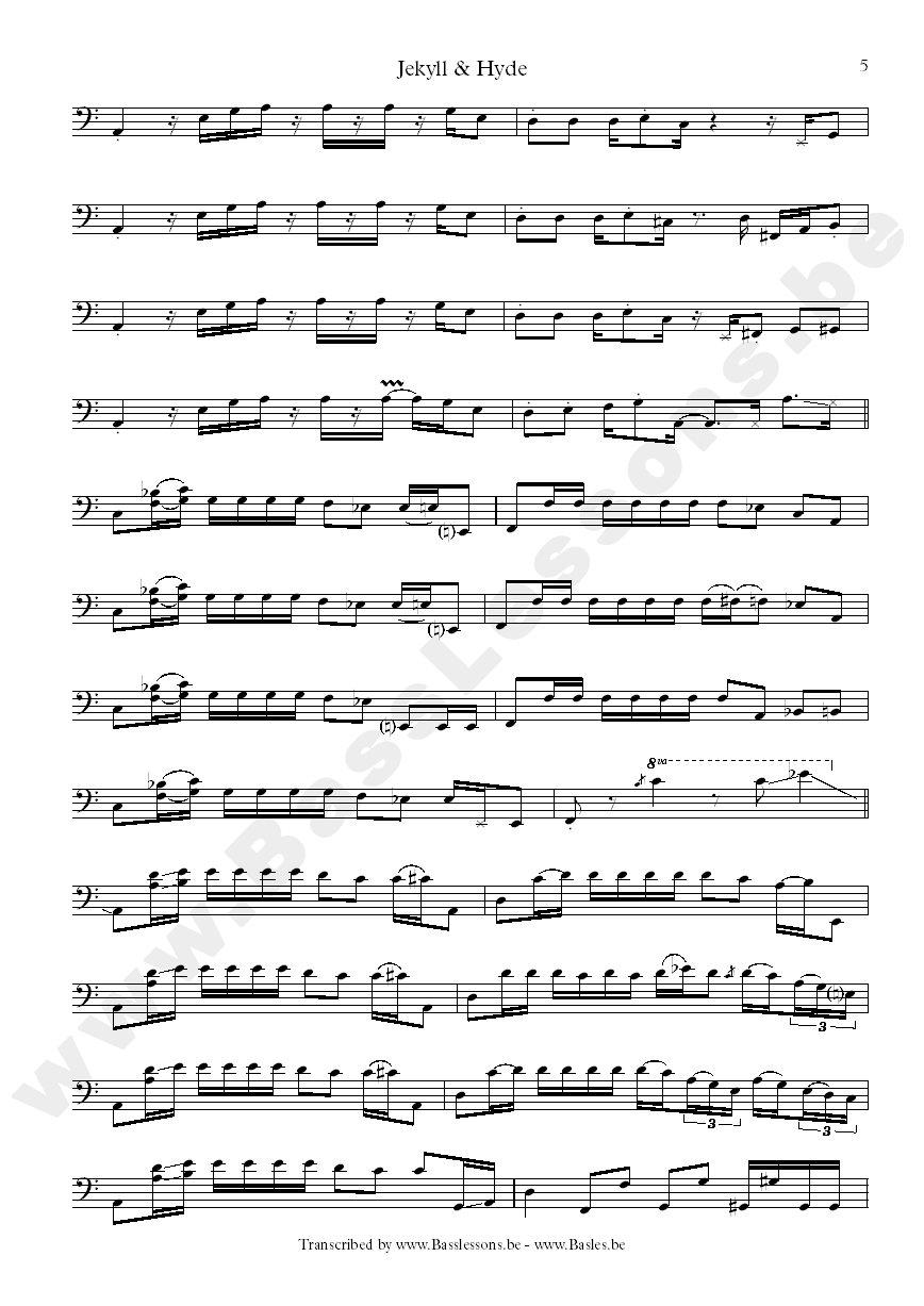 Marcus Miller Jekyll & Hyde bass transcription
