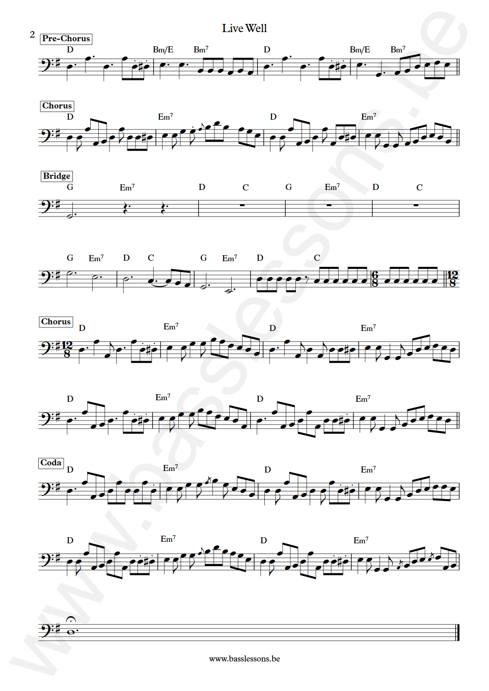 Palace Live Well Will Dorey Bass Transcription part 2