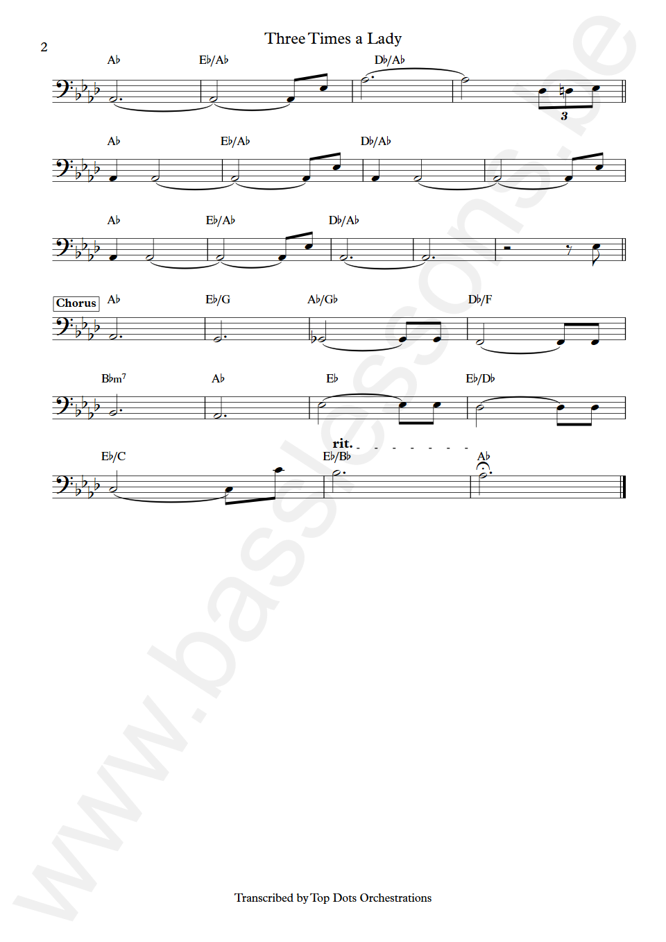 Commodores Three Times a Lady Ronald LaPread Bass Transcription part 2