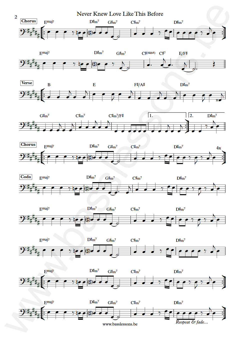 Stephanie Mills Never Knew Love Like This Before Basil Fearington Bass Transcription part 2