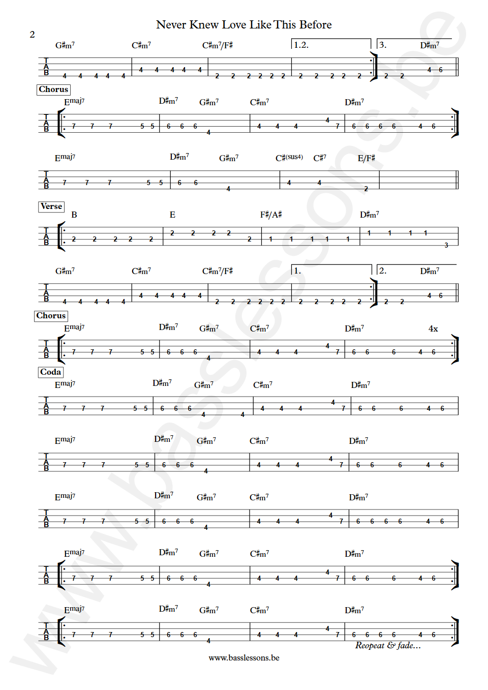 Stephanie Mills Never Knew Love Like This Before Basil Fearington Bass Tab part 2