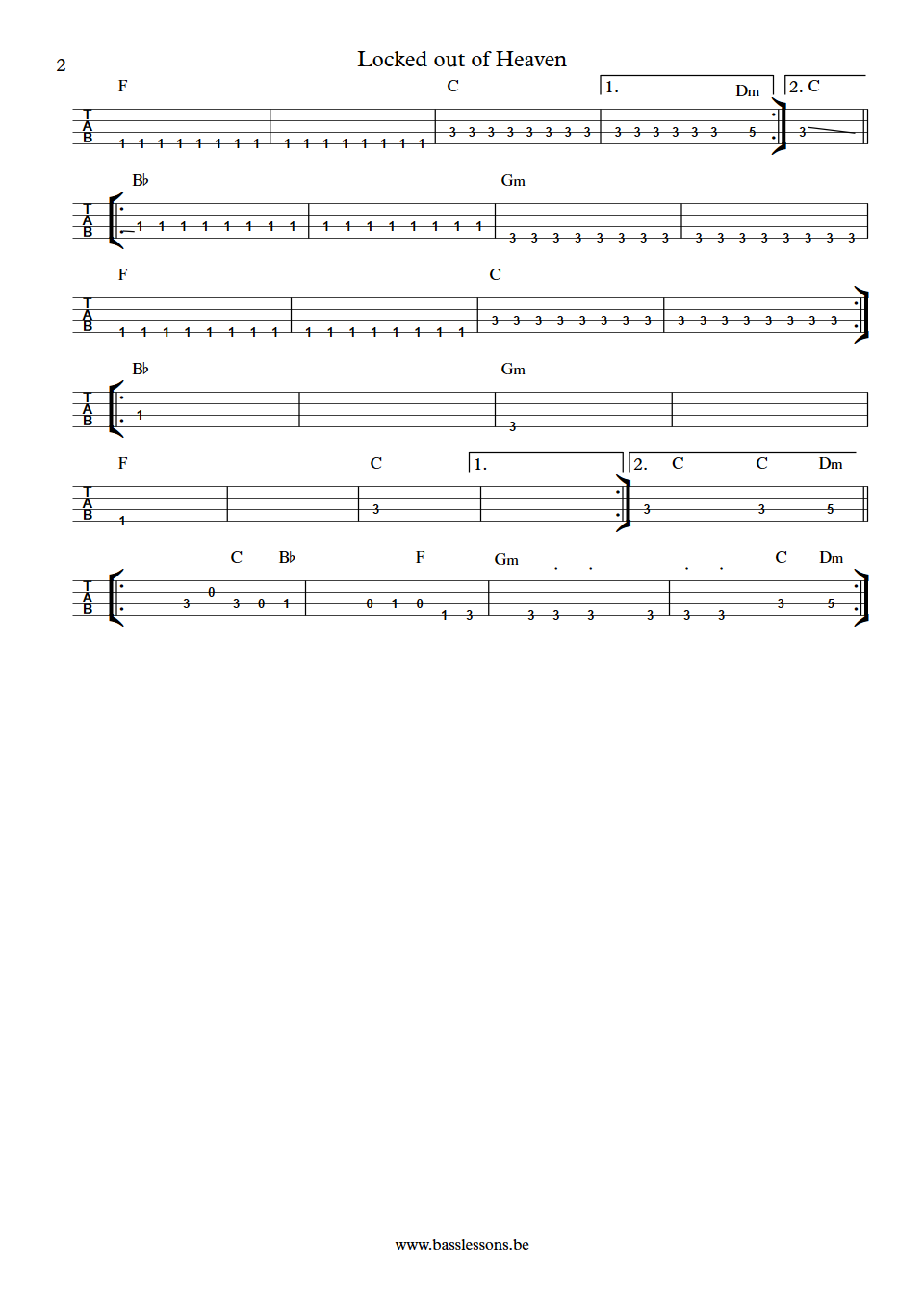 Bruno Mars Locked out of heaven Nick Movshon bass tab part 2