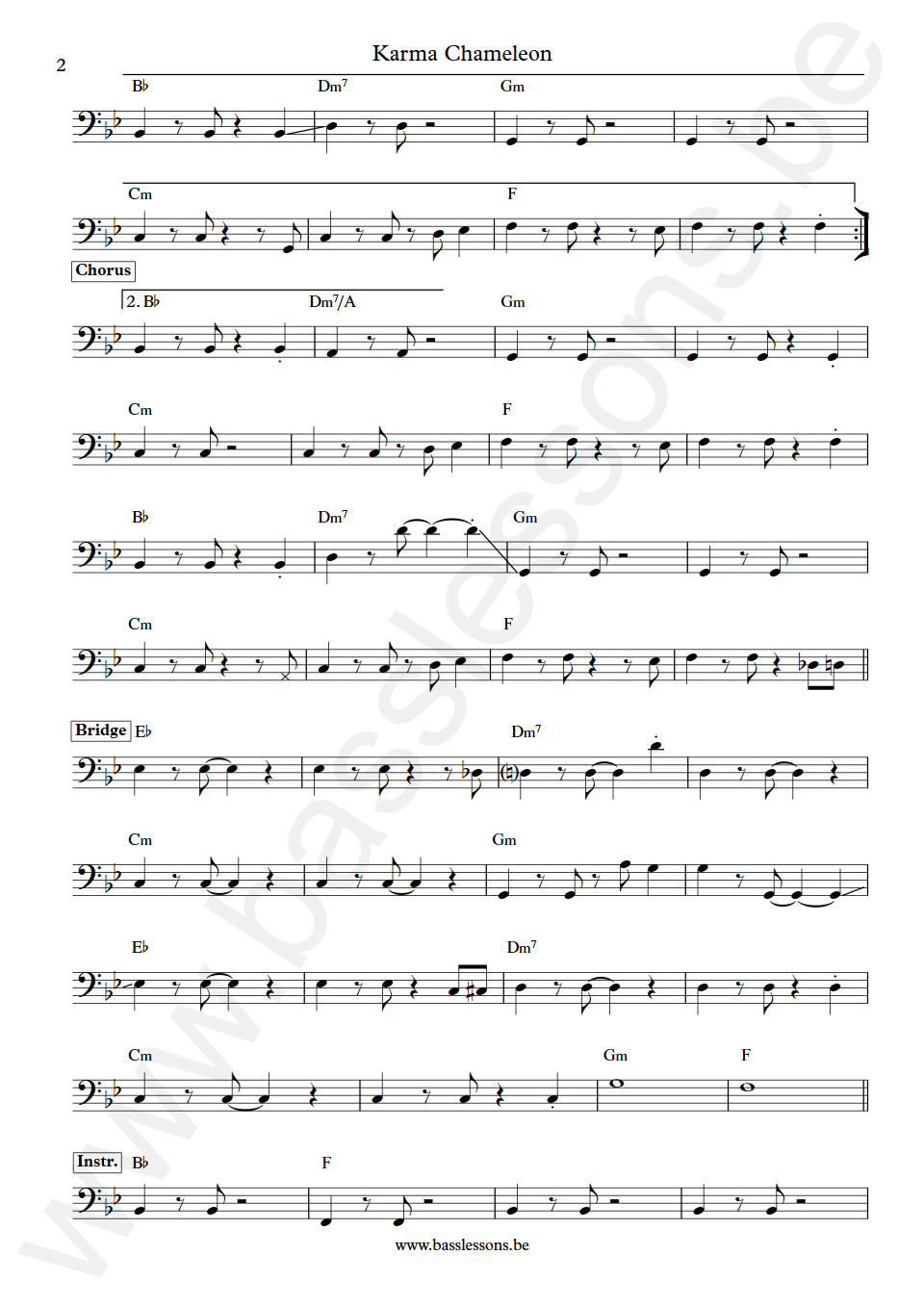 Culture Club Karma Chameleon Mike Craig Bass Transcription part 2