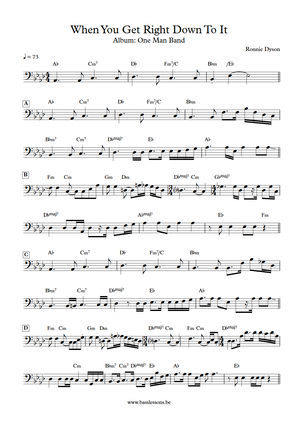 Ronnie Dyson When You Get Right Down To It Unknown Bass Transcription