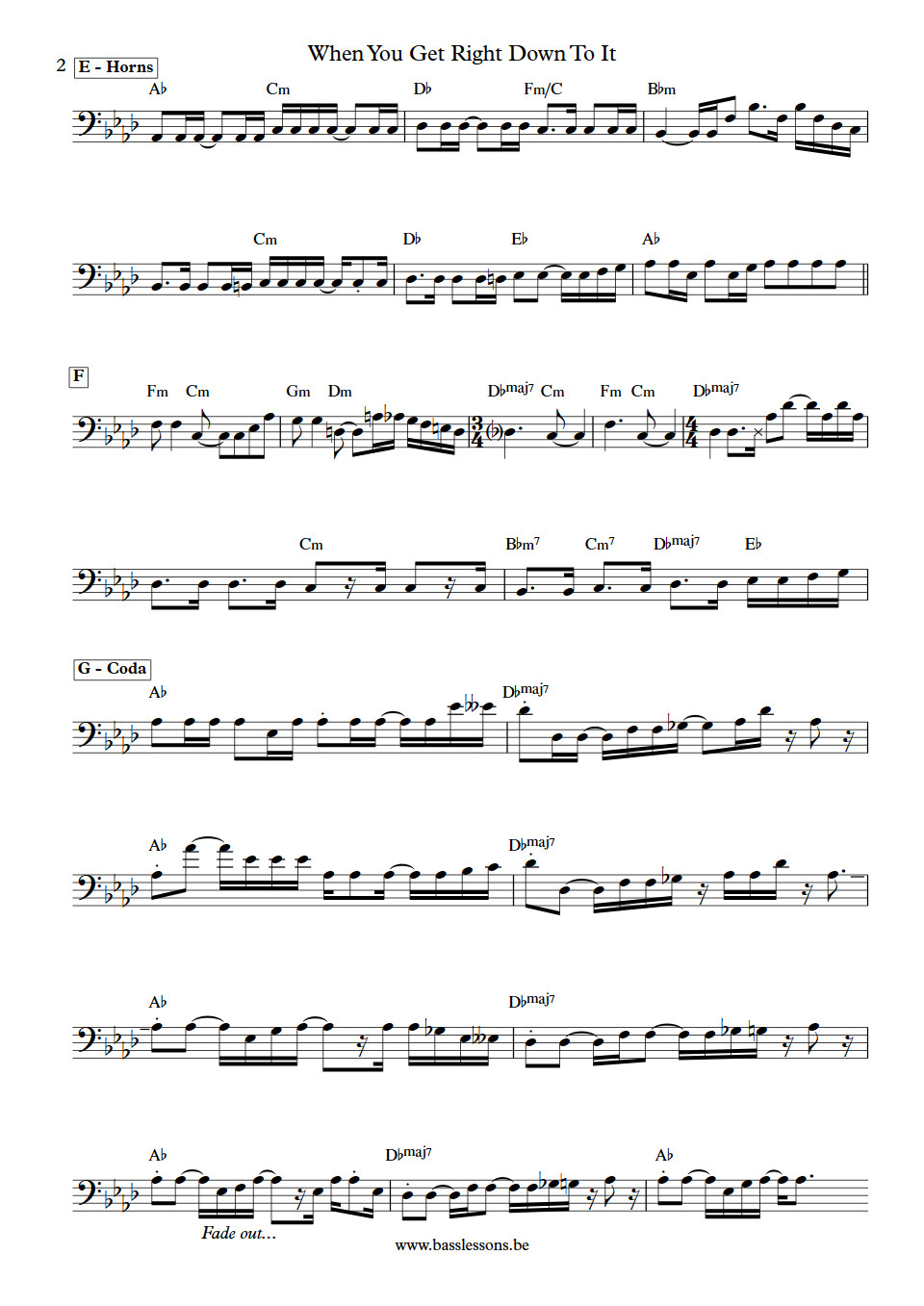 Ronnie Dyson When You Get Right Down To It Unknown Bass Transcription part 2