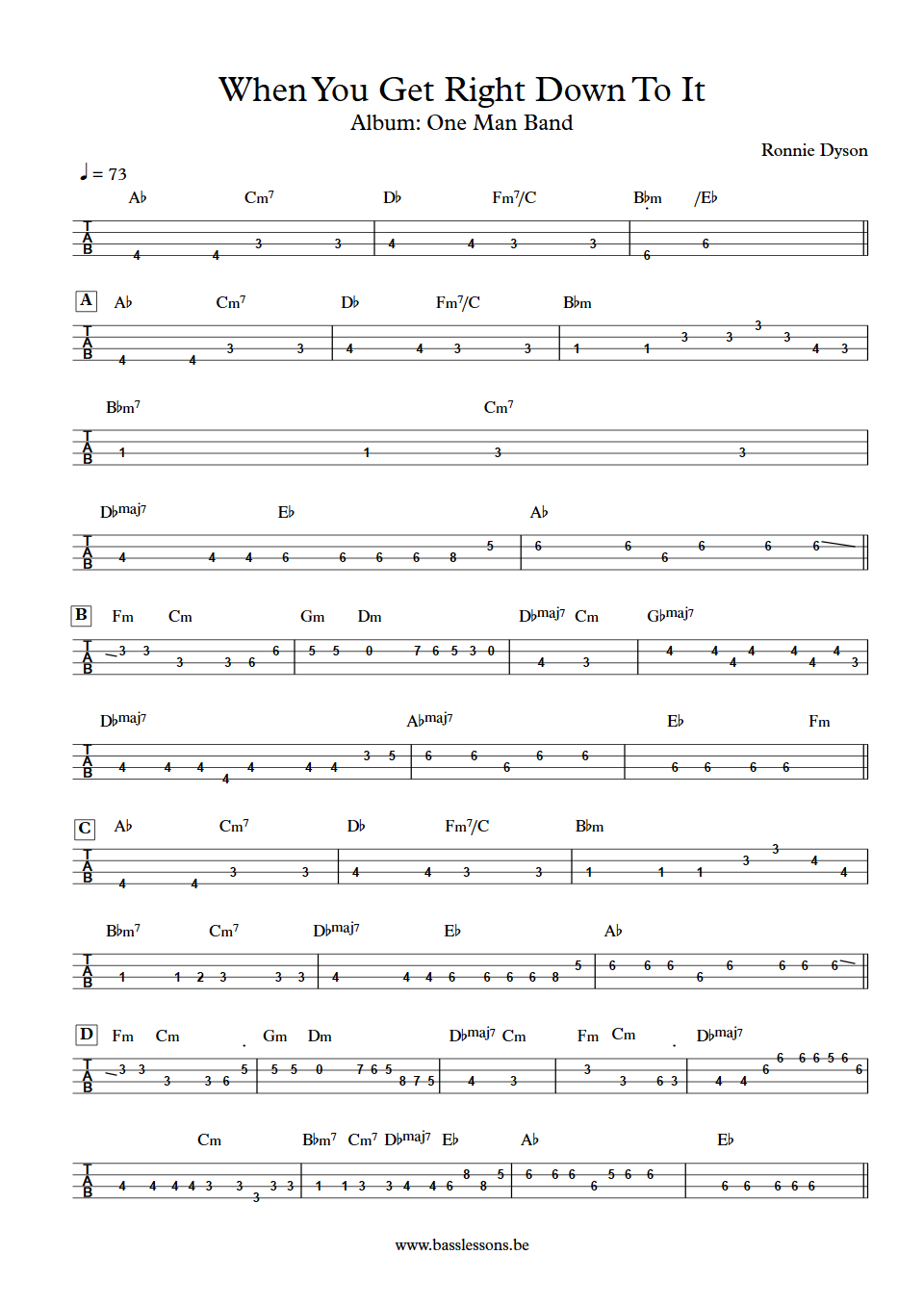 Ronnie Dyson When You Get Right Down To It Unknown Bass Tab