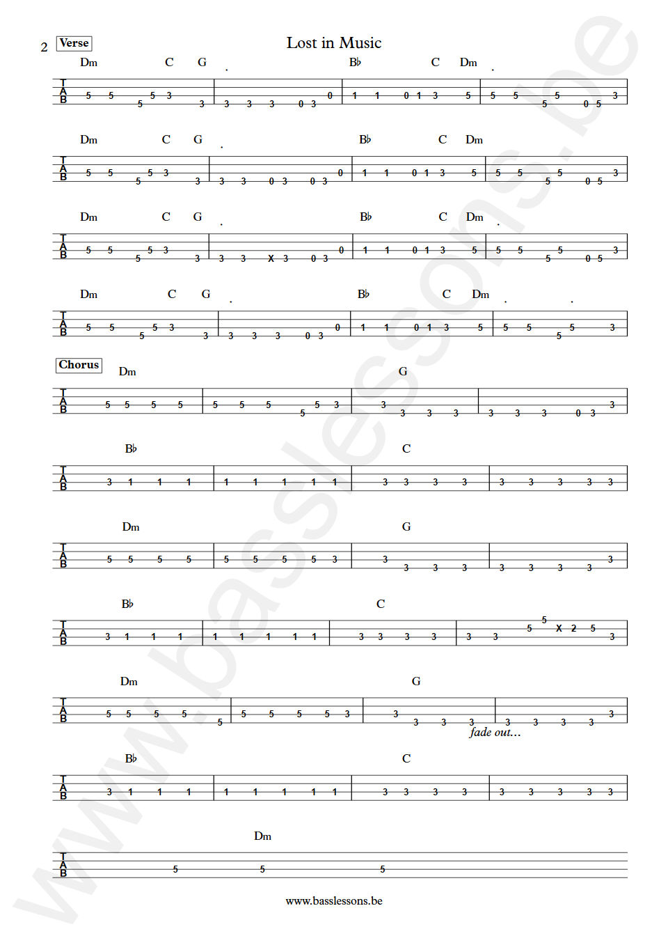 Sister Sledge Lost in Music Bernard Edwards Bass Tab part 2