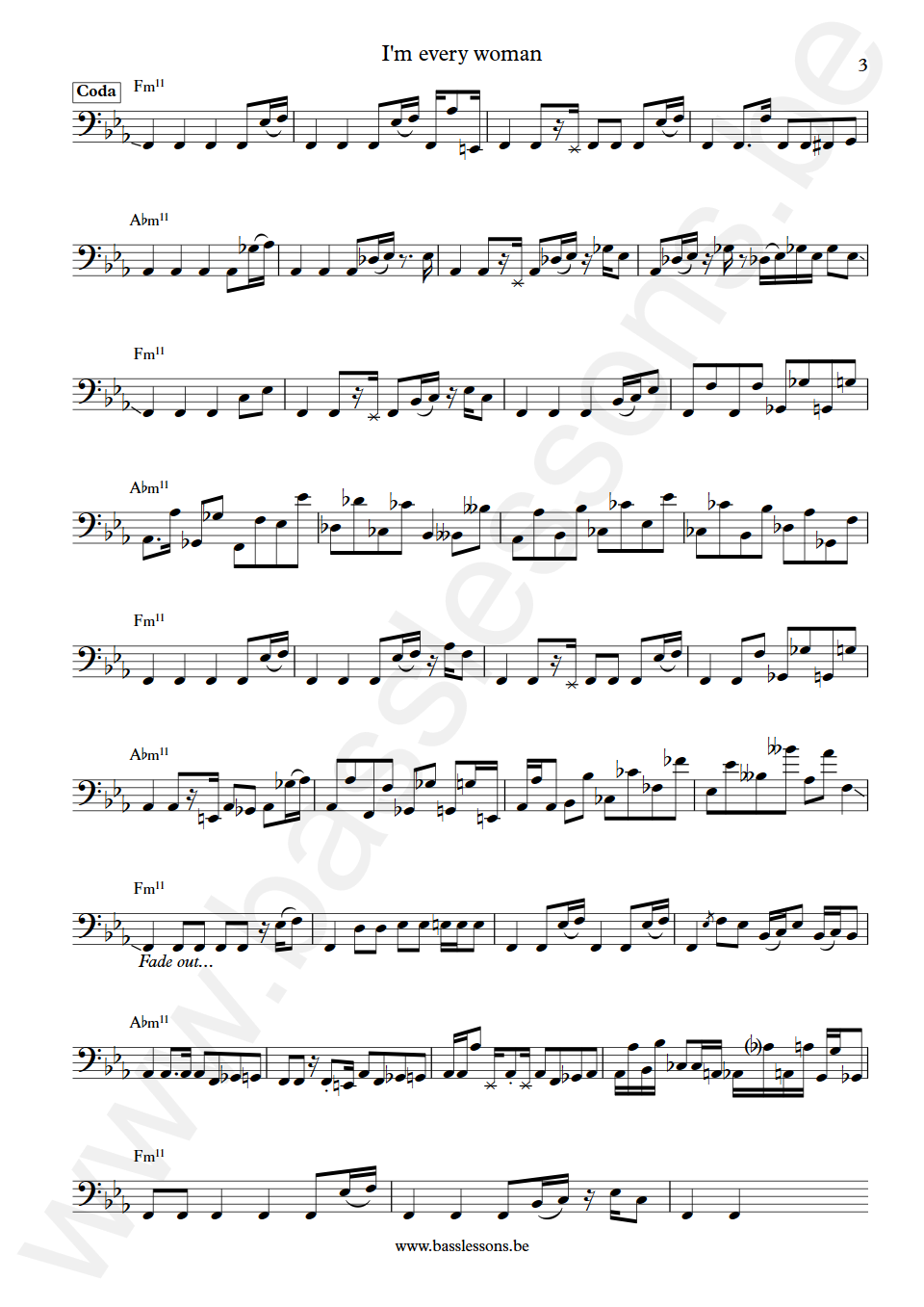 Chaka Khan I'm every woman Will Lee Bass Transcription part 3