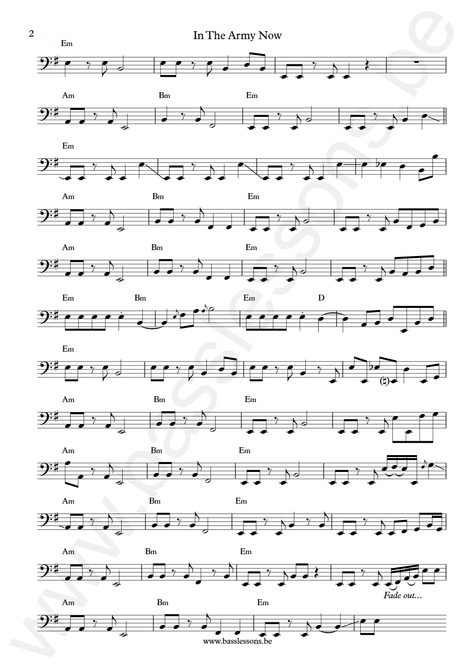 Status Quo In The Army Now John Edwards Bass Transcription part 2