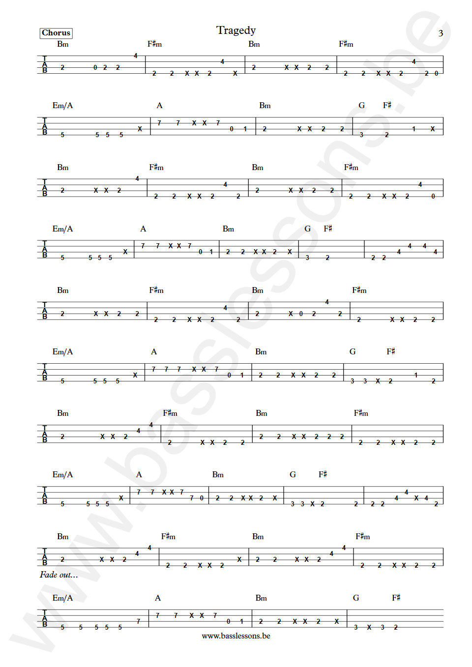 Bee Gees Tragedy Maurice Gibb Bass Tab part 3