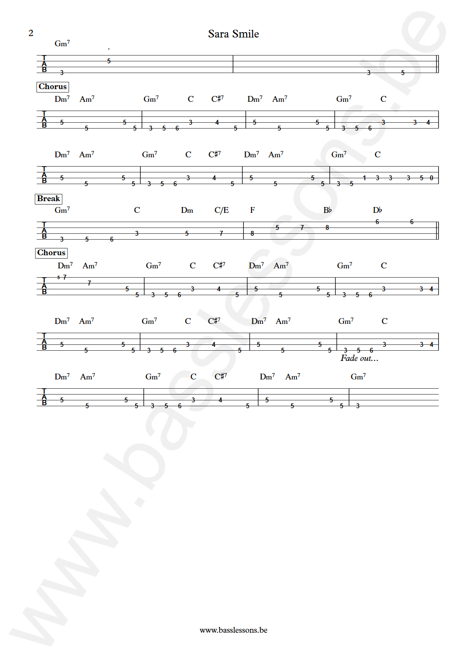 Daryl Hall & John Oates Sara Smile Scott Edwards Bass Tab part 2