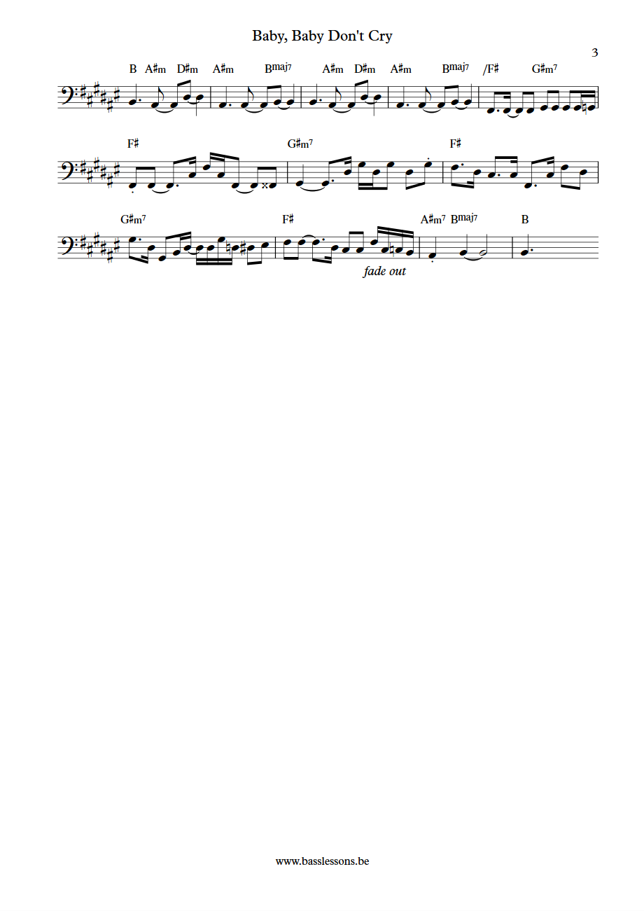 Smokey Robinson and the Miracles Baby Baby dont cry James Jamerson bass transcription part 3