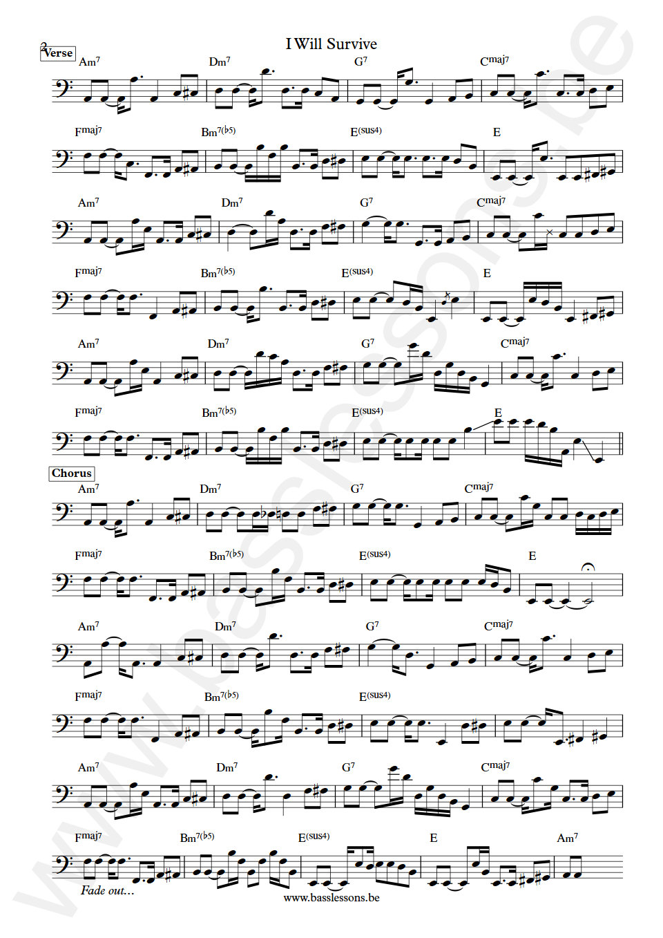 Gloria Gaynor I will survive Scott Edwards Bass Transcription part 2