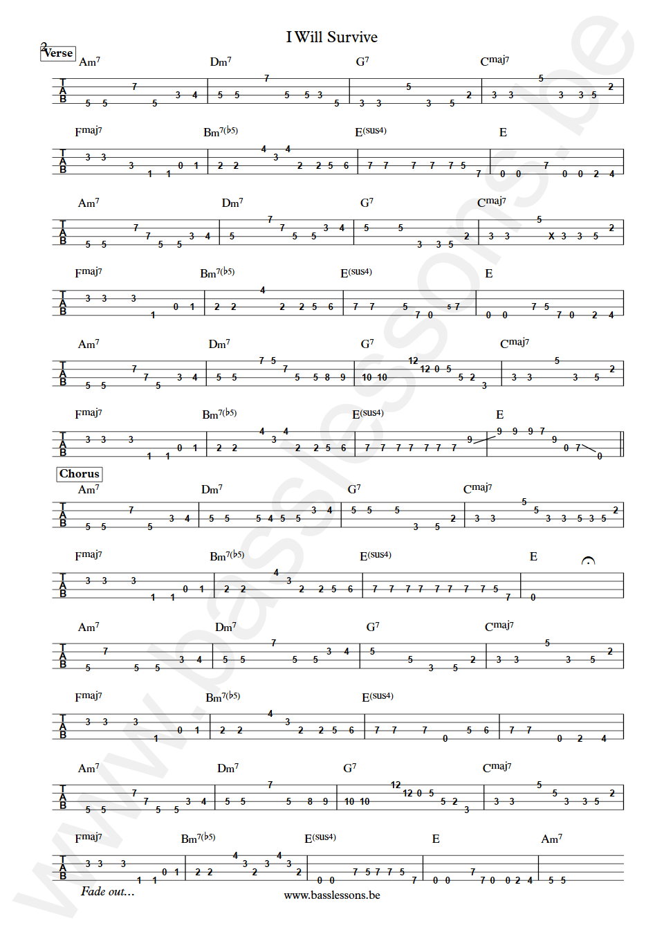 Gloria Gaynor I will survive Scott Edwards Bass Tab part 2