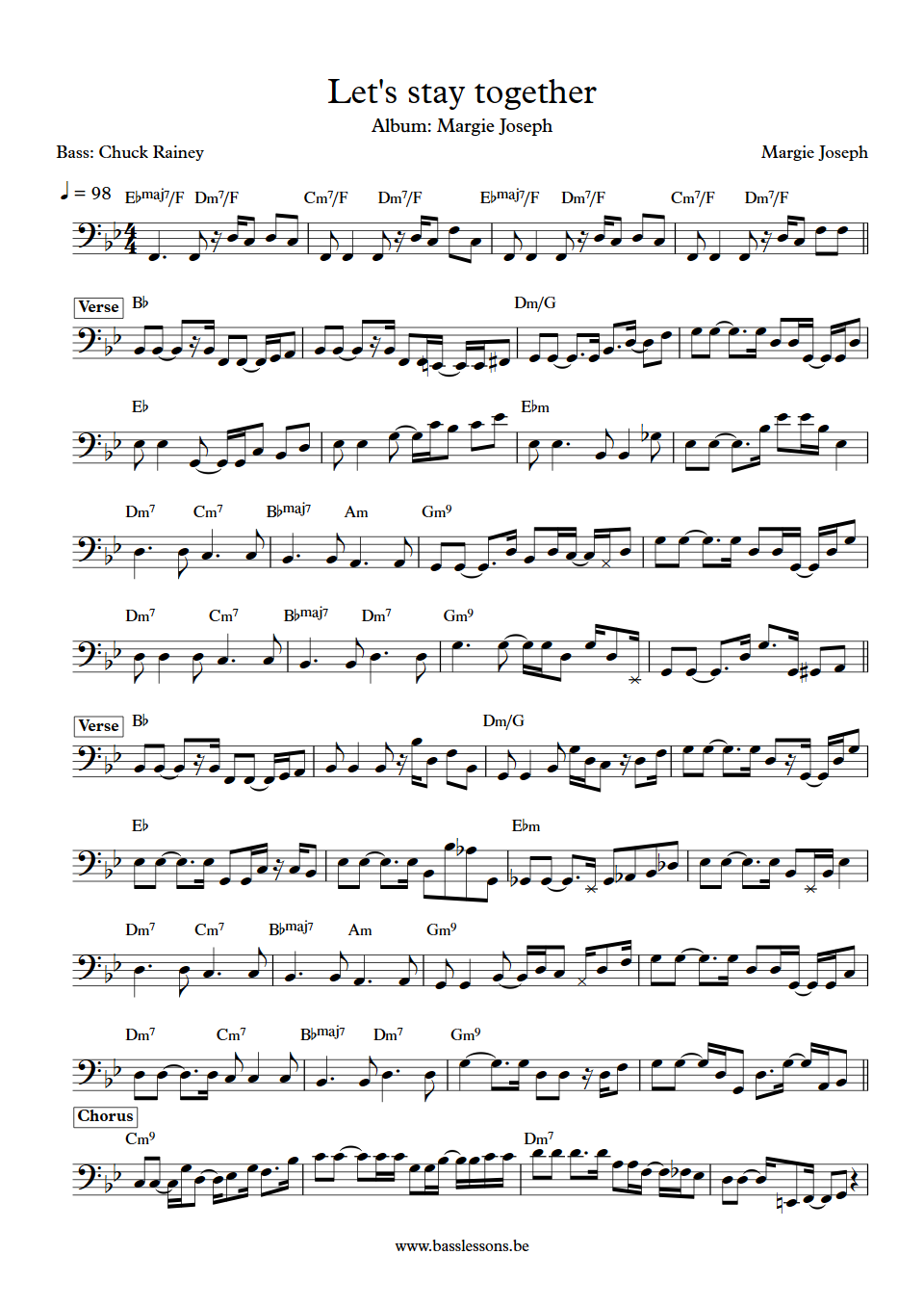 Margie Joseph Let's stay together Jerry Jemmott Bass Transcription