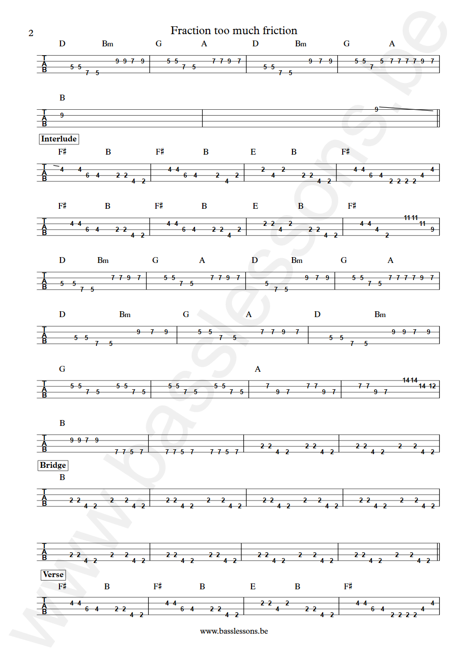 Tim Finn Fraction too much friction Chris Haig Bass Tab part 2