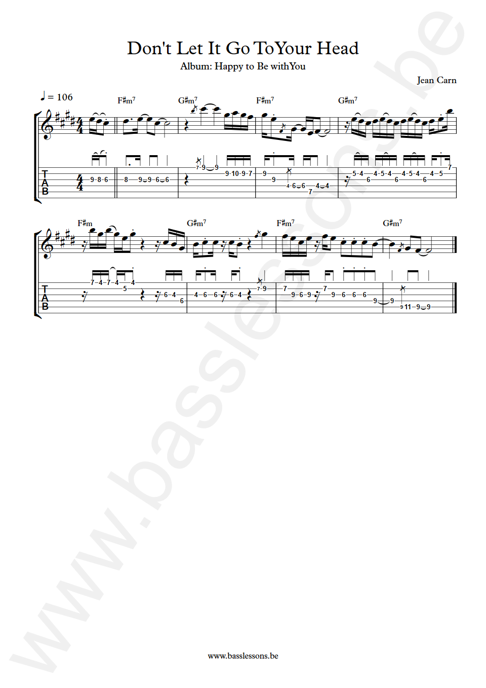 Jean Carn Don't Let It Go To Your Head Guitar solo Transcription