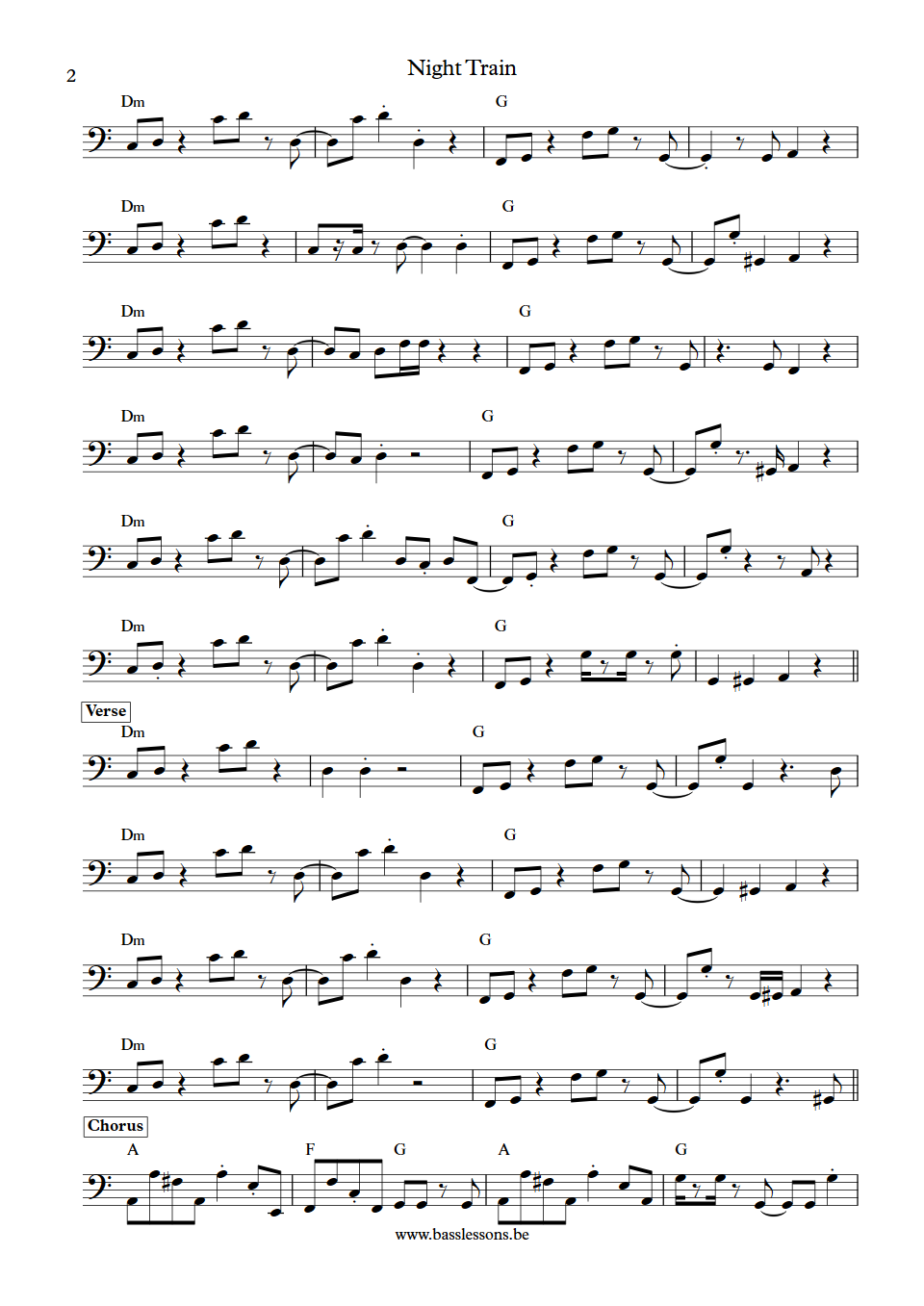 Steve Winwood Night Train bass transcription part 2