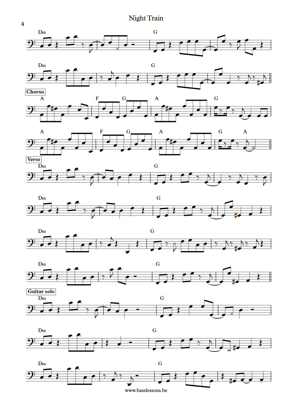 Steve Winwood Night Train bass transcription part 4