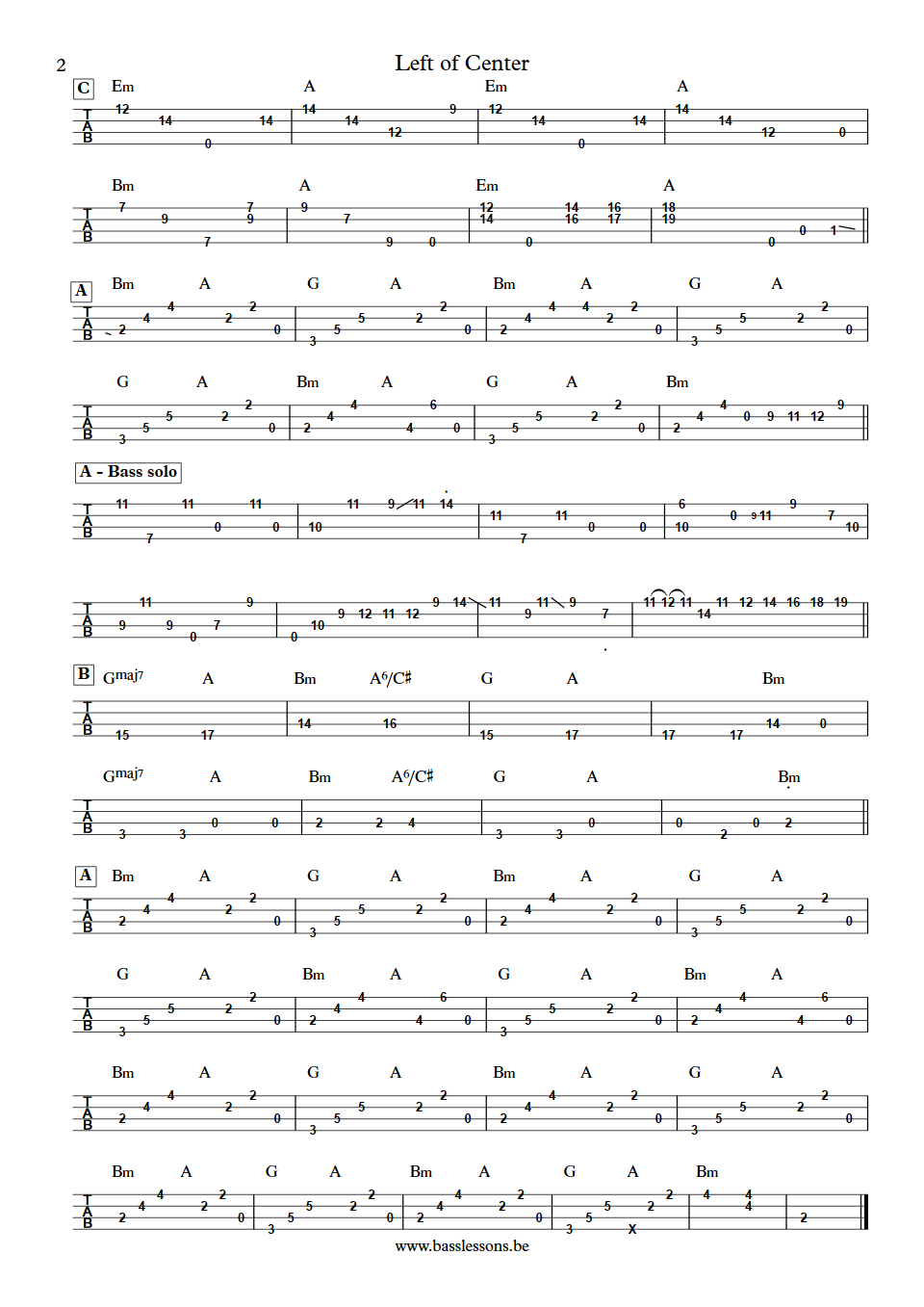 Suzanne Vega - Left of Center Mike Visceglia bass tab part 2