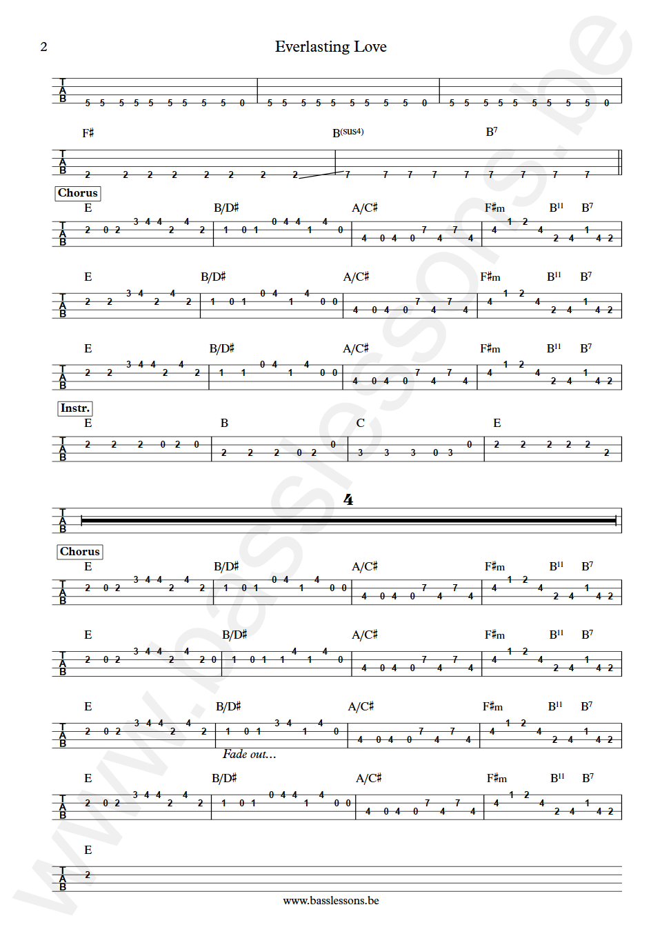 Love affair Everlasting Love Mick Jackson Bass Tab part 2