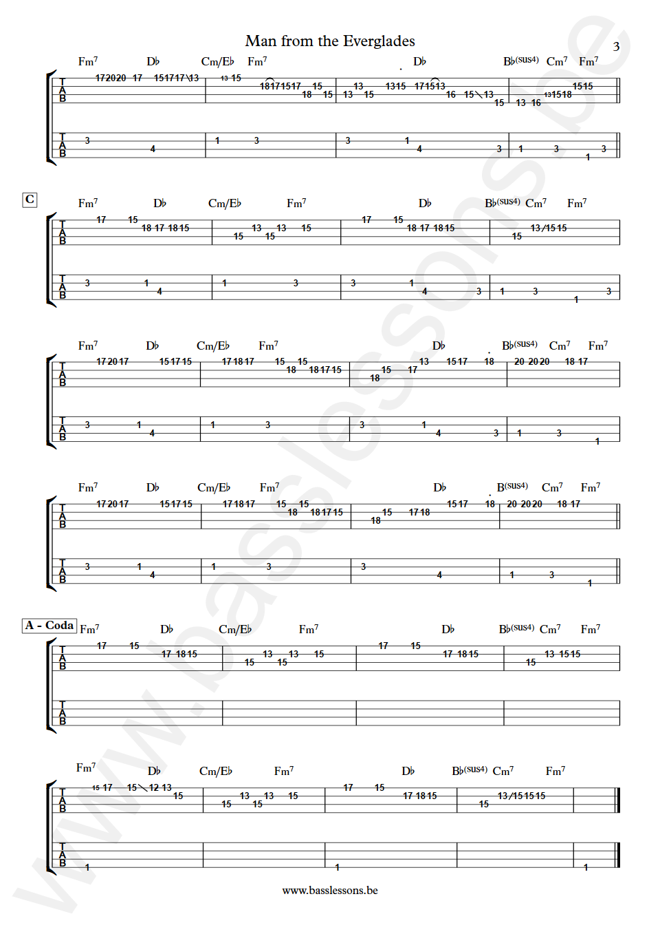 Mo Foster Man from the Everglades Mo Foster Bass Tab part 3