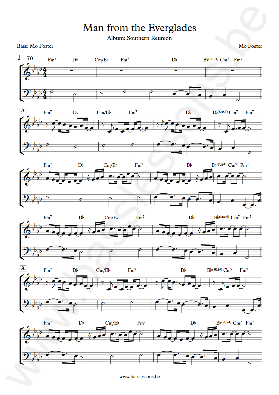 Mo Foster Man from the Everglades Mo Foster treble clef version