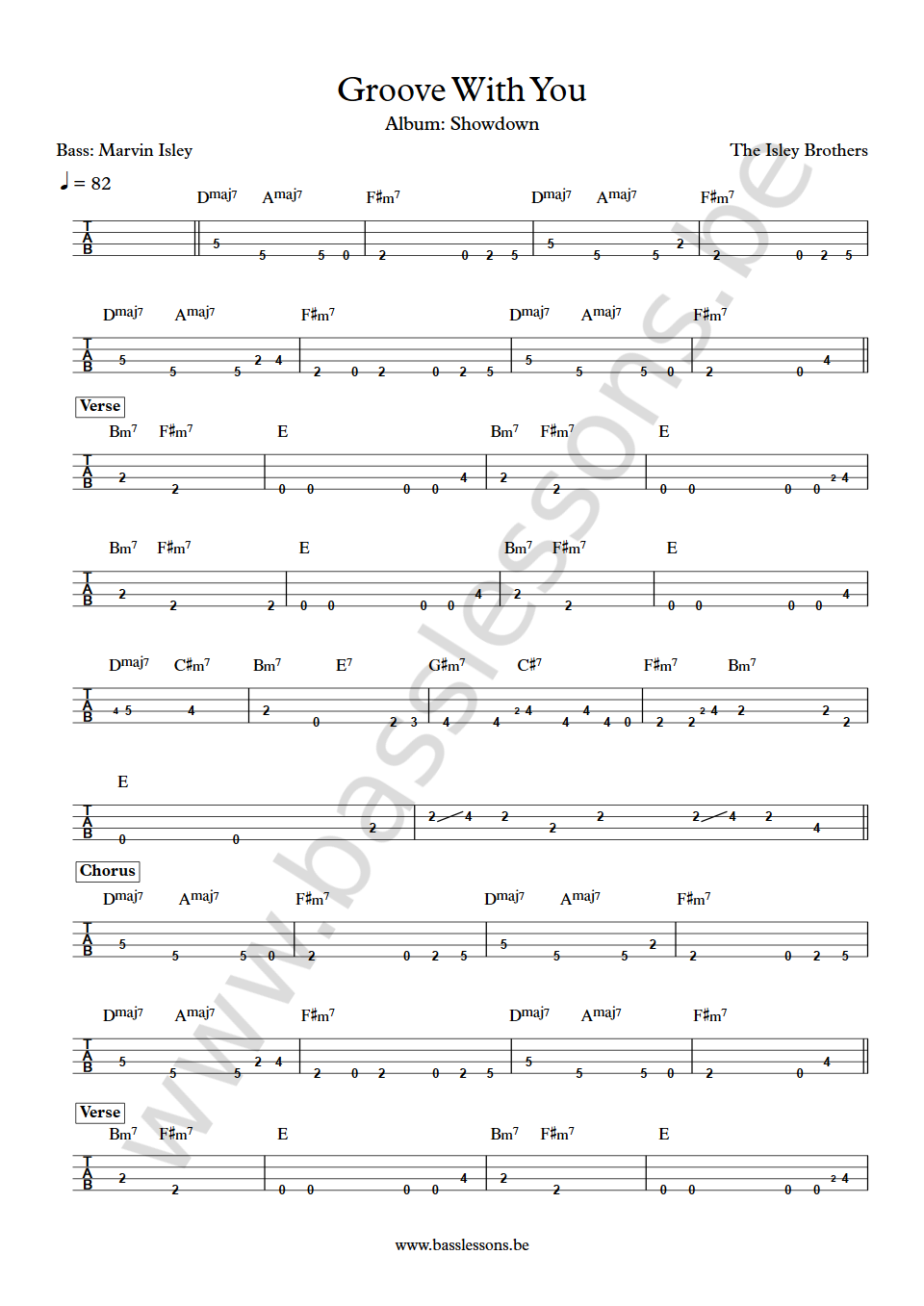 The Isley Brothers Groove With You Marvin Isley bass Tab