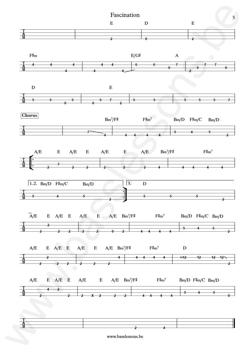 Alphabeat Fascination Anders Reinholdt Bass Tab part 3