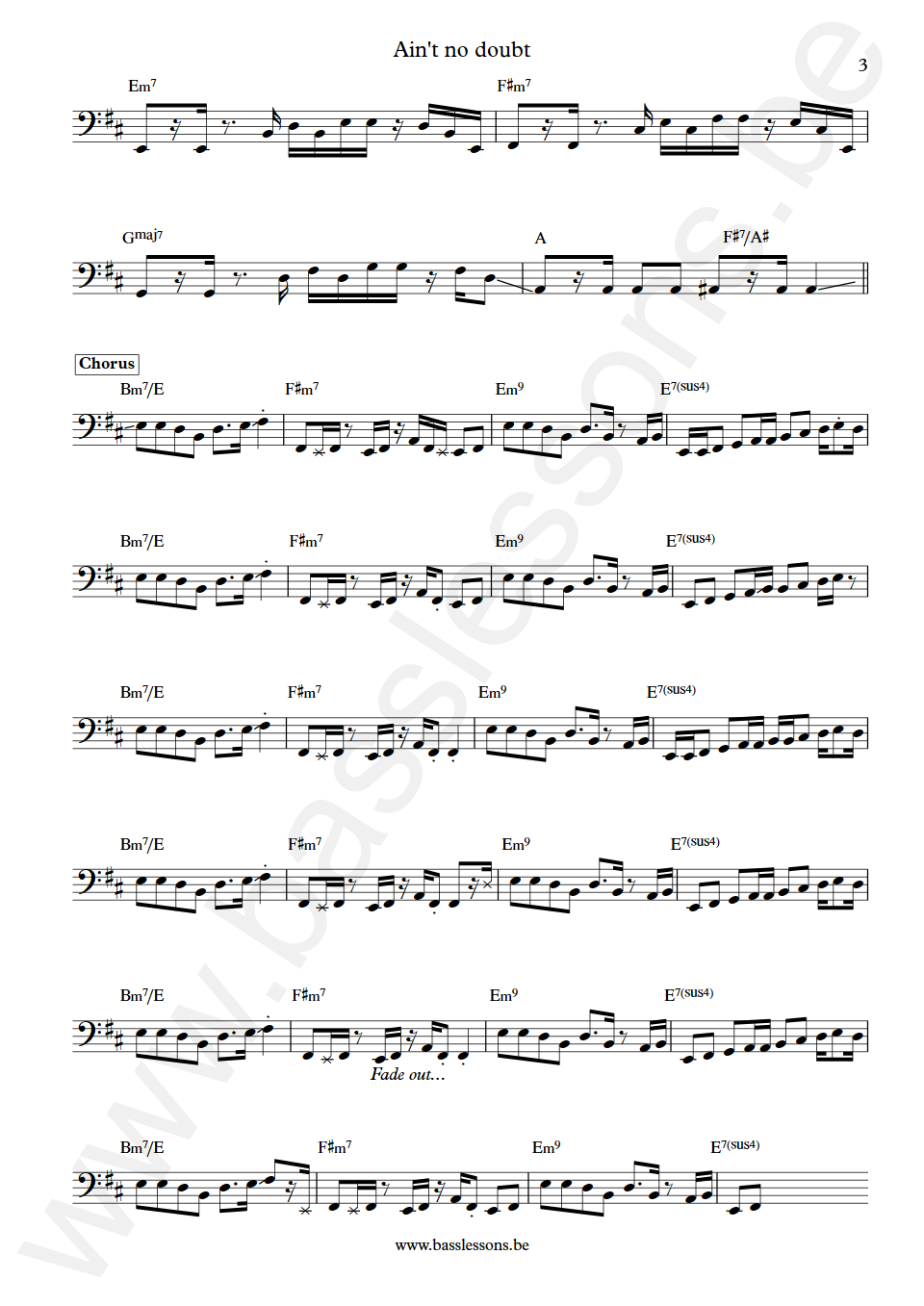 Jimmy Nail Ain't No Doubt Guy Pratt Bass Transcription part 3