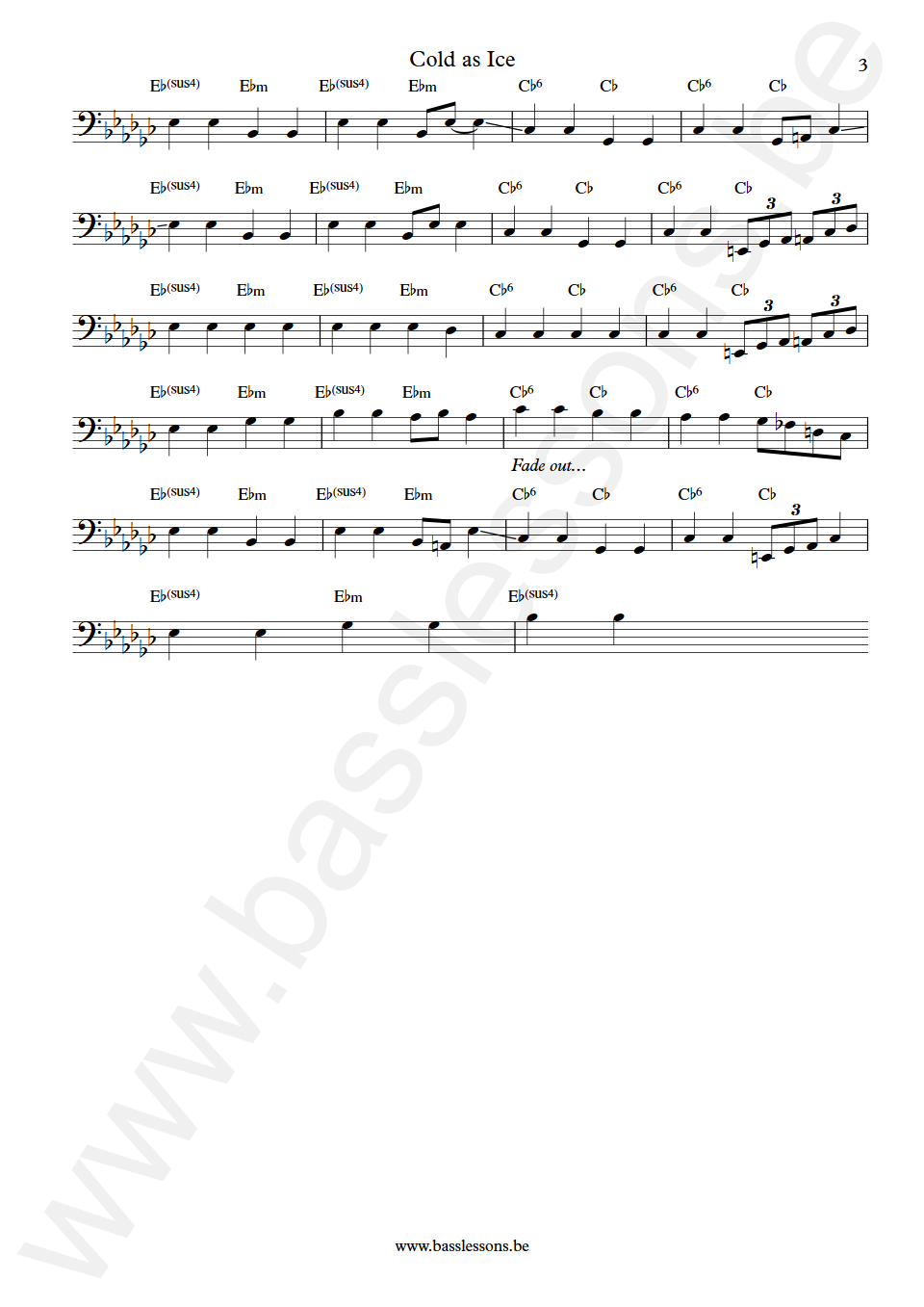 Foreigner Cold as Ice Ed Gagliardi Bass Transcription part 3