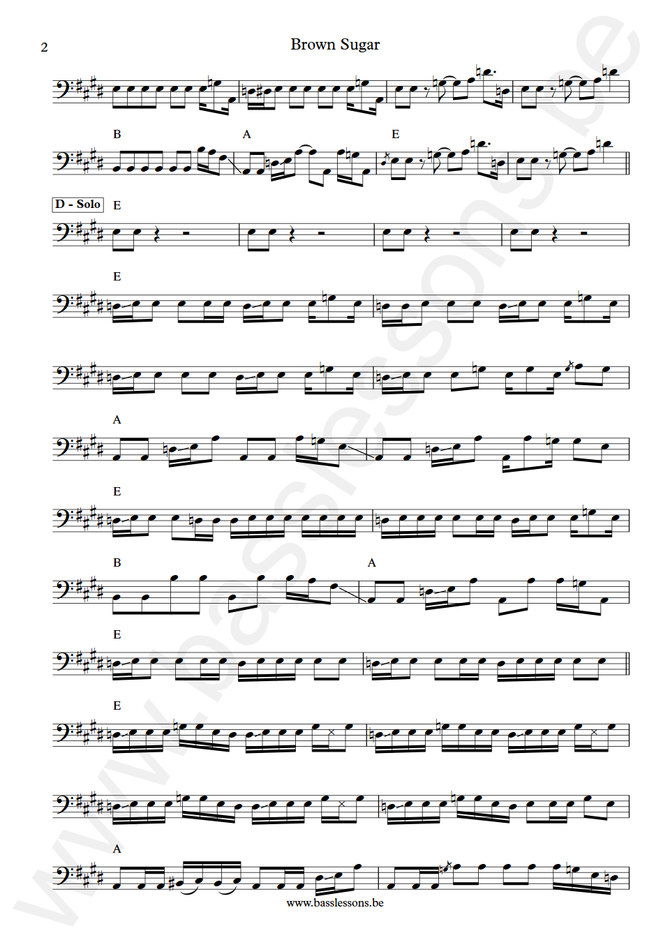 ZZ Top Brown Sugar Dusty Hill Bass Transcription part 2