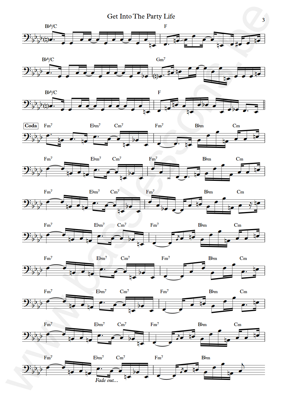 Little Beaver Get Into The Party Life Bass Transcription part 3