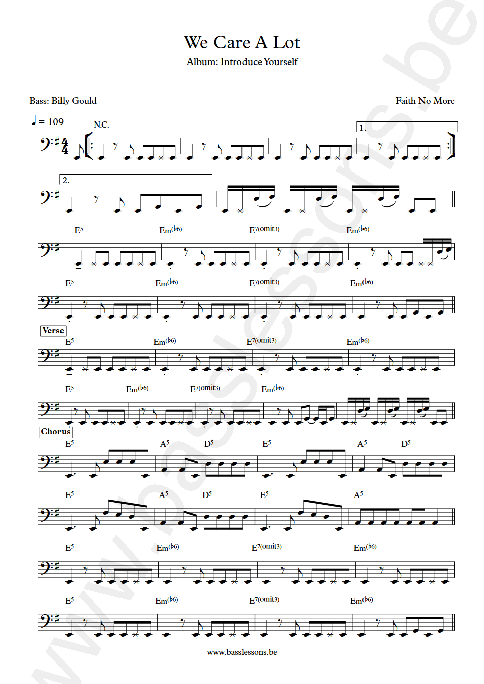 Faith no more We care a lot Billy Gould Bass Transcription