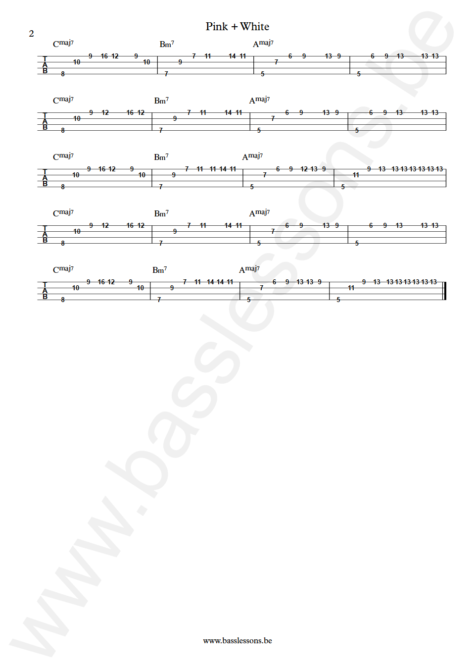 Frank Ocean Pink + White Pharrell Williams Bass Tab part 2
