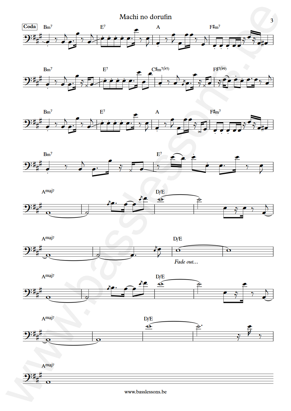 Kingo Hamada Machi no dorufin Shigeru Matsumoto Bass Transcription part 3