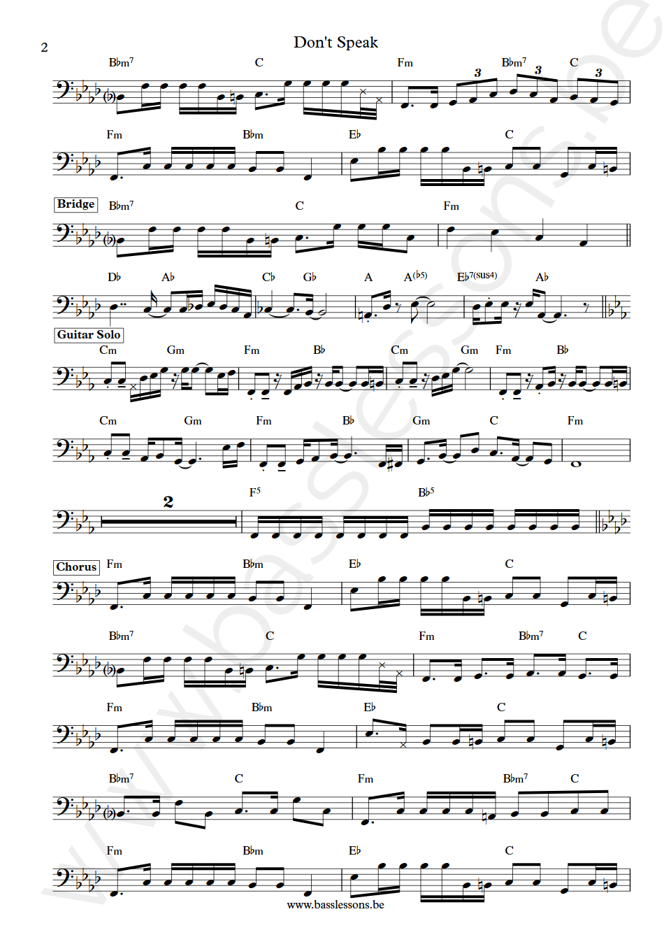 No Doubt Dont Tony Kanal Speak Bass Transcription part 2