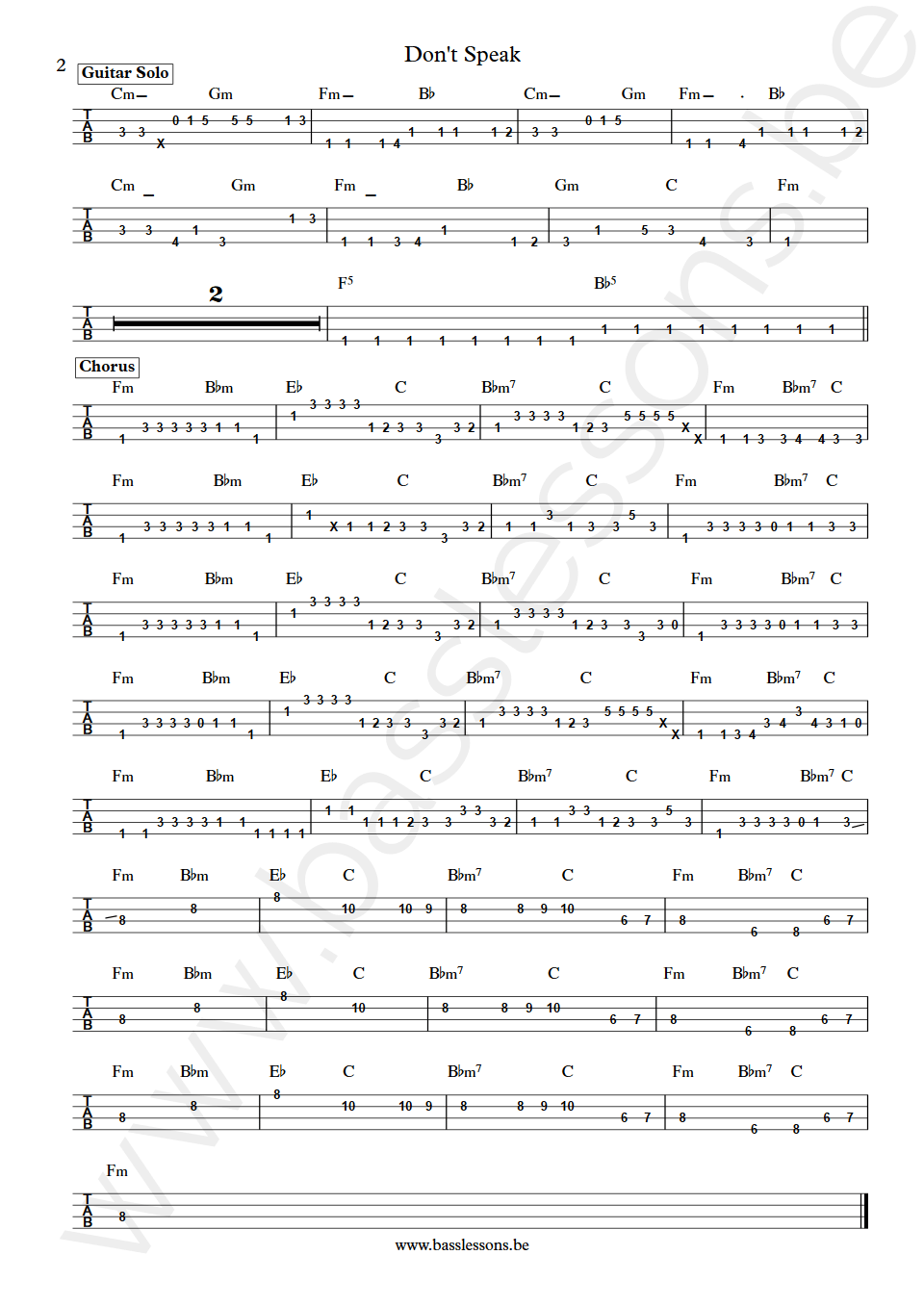 No Doubt Dont Tony Kanal Speak Bass Tab part 2