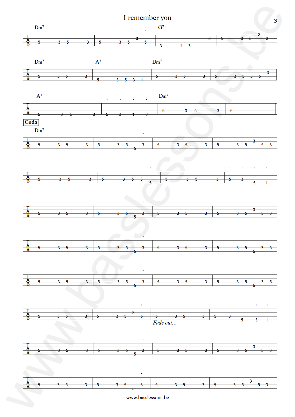 Keb Mo I remember you Eric Ramey Bass Tab part 3