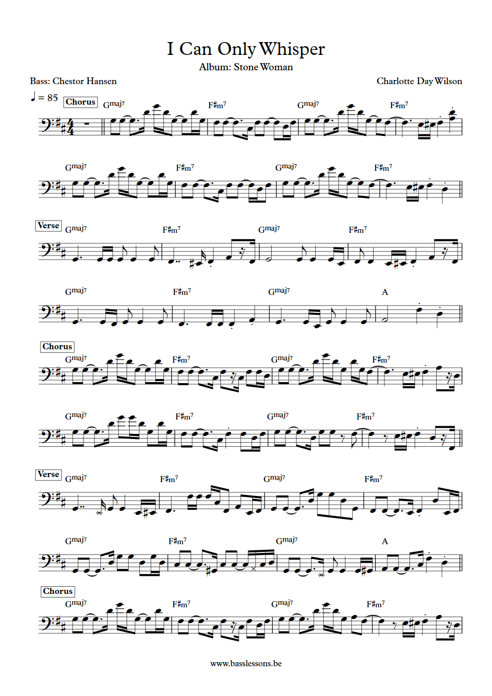 Charlotte Day Wilson I Can Only Whisper Chester Hansen Bass Transcription