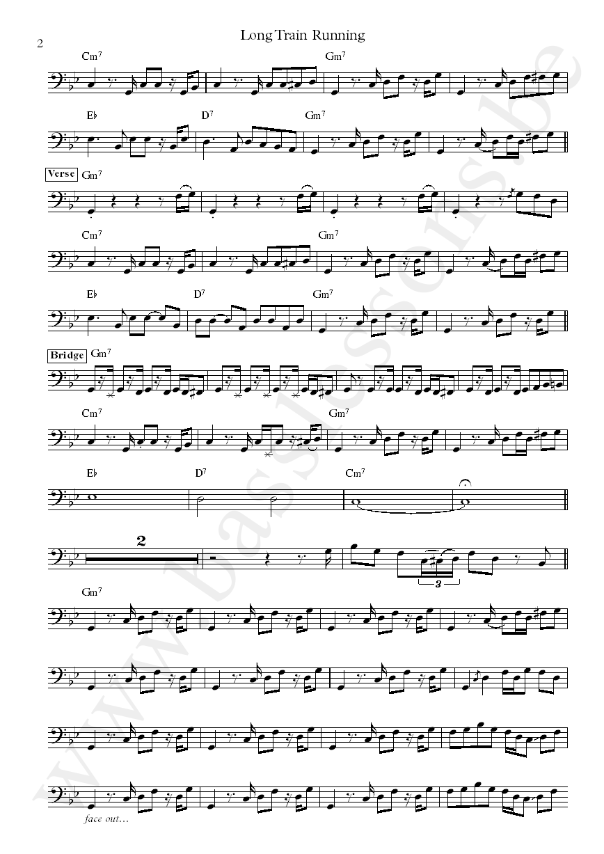 Doobie Brothers Tiran Porter bass transcription of lLong Train Running part 2