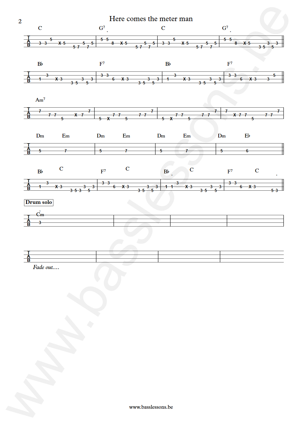 The Meters Here comes the meter man George Porter Jr. Bass Tab part 2