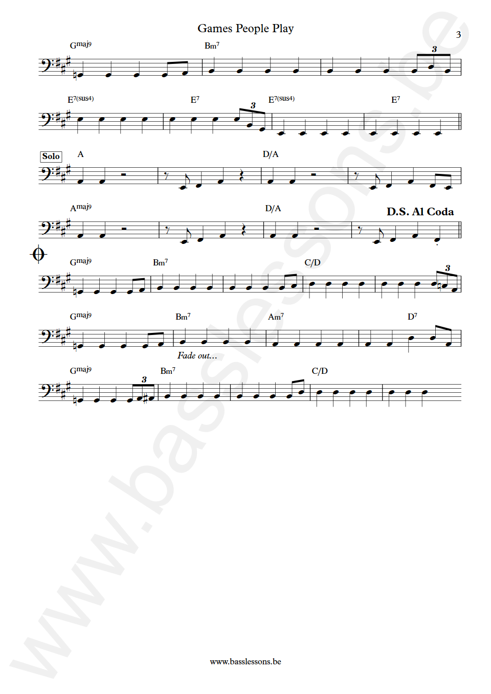 The Spinners Games People Play Bob Babbitt Bass Transcription part 3