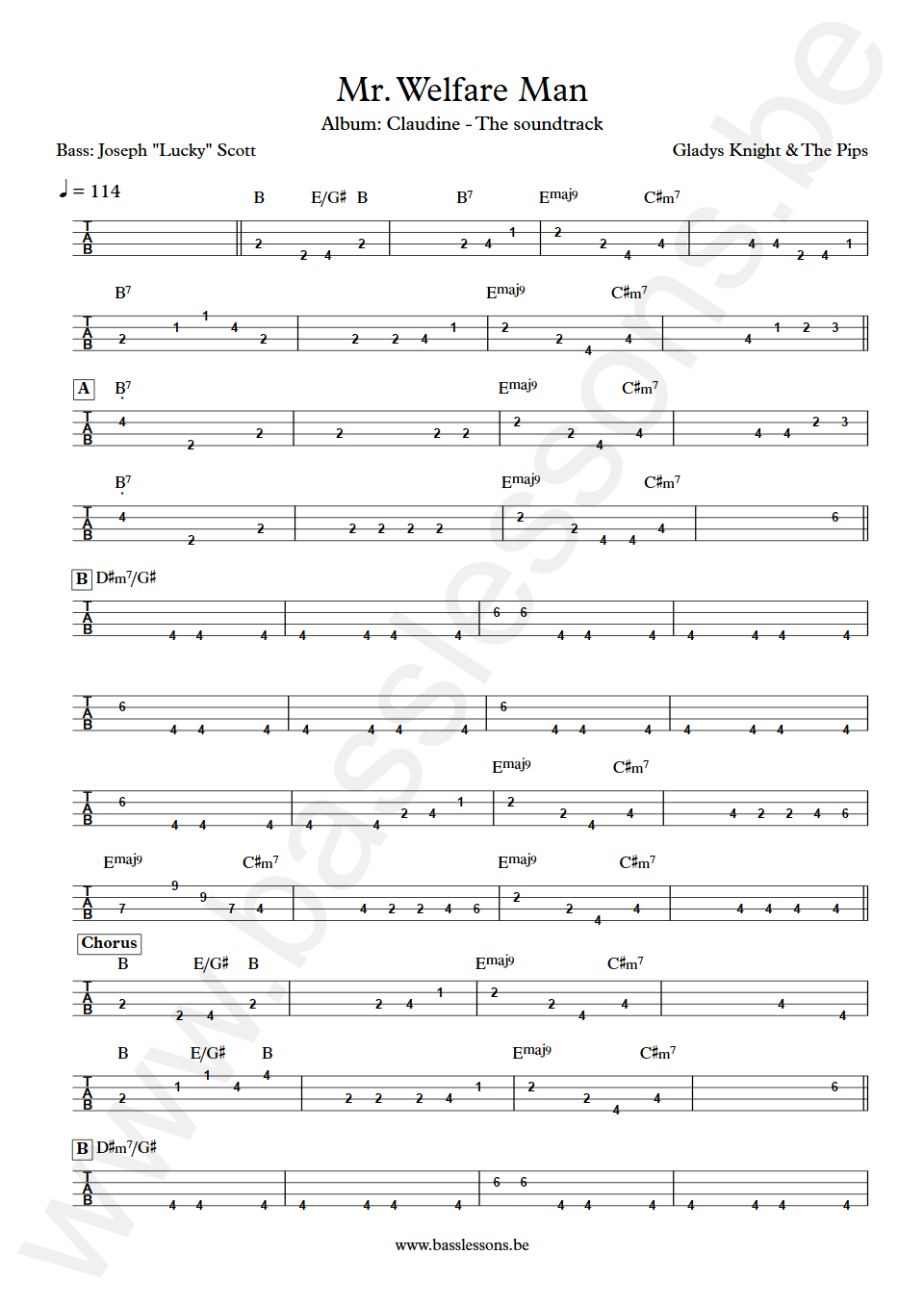 Gladys Knight and The Pips Mr. Welfare Man Joseph Lucky Scott Bass Tab