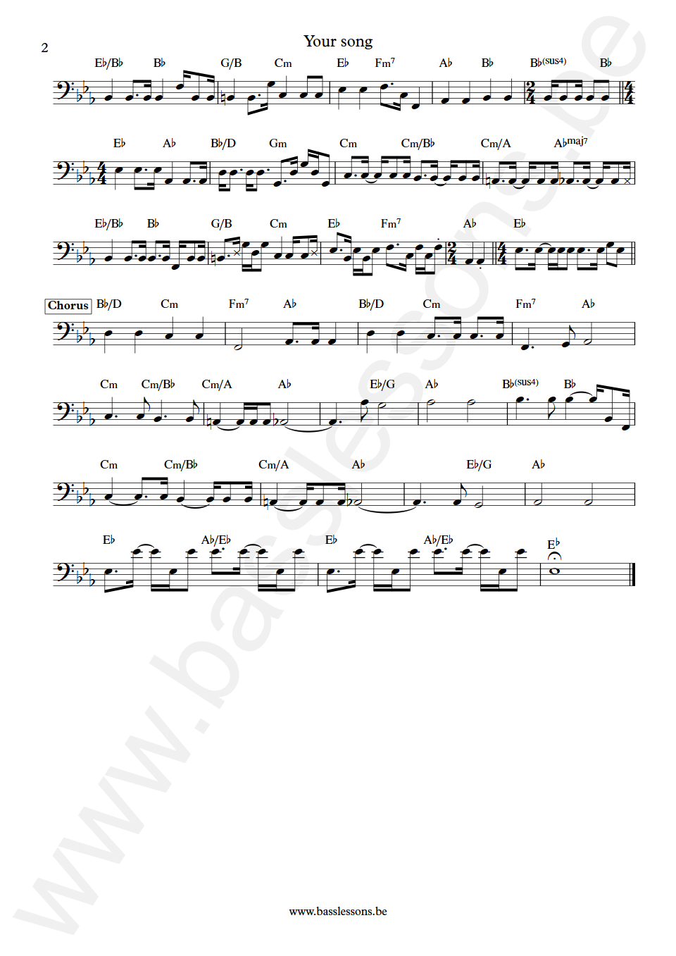 Elton John Your song Dave Richmond upright Bass Transcription part 2