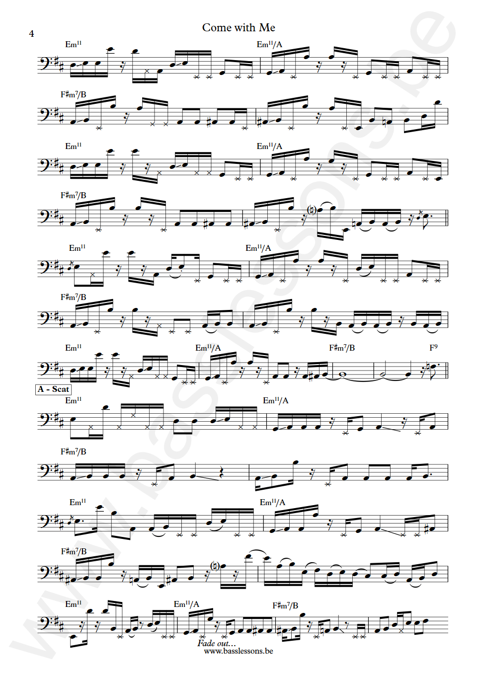 Tania Maria Come with Me Lincoln Goines Bass Transcription part 4