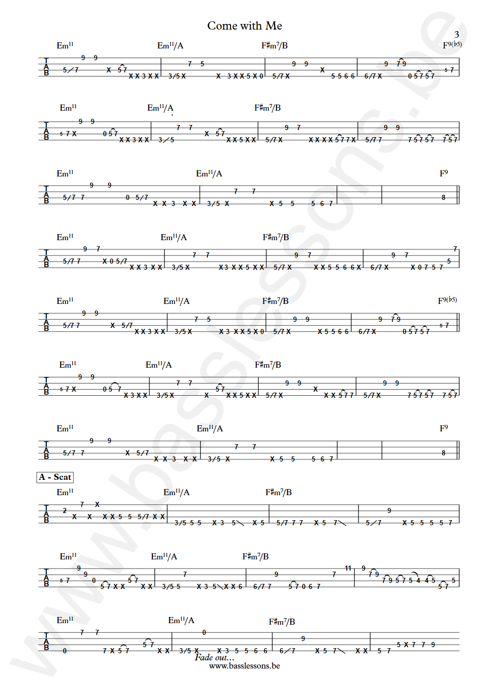 ania Maria Come with Me Lincoln Goines Bass Tab part 3