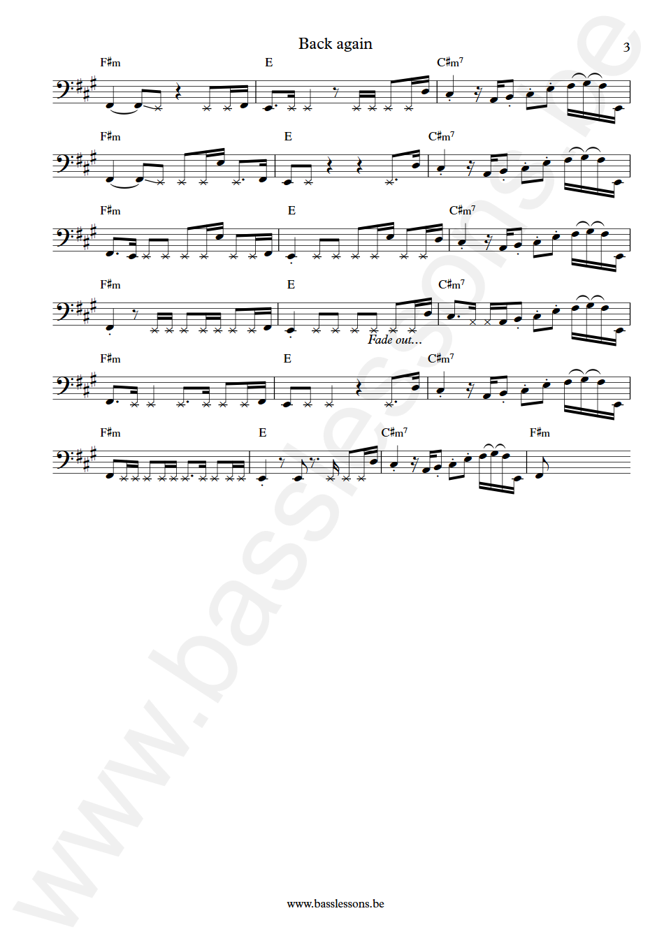 Joan as police woman Back again Meshell Ndegeocello Bass Transcription part 3